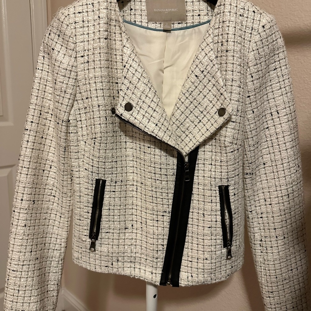 Banana Republic Women's White Tweed Jacket